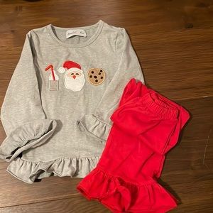 Santa embroidered shirt and pants set
